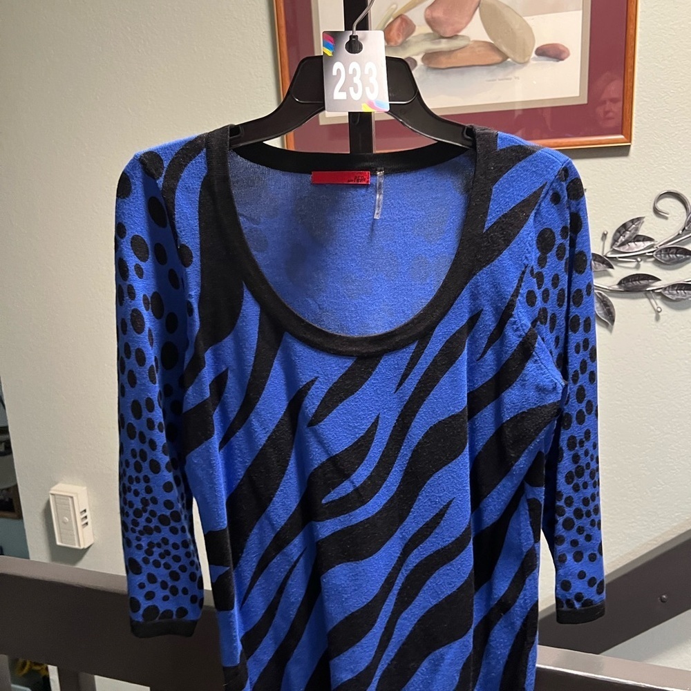 Red Brand Blue and Black Patterned Top #233DO